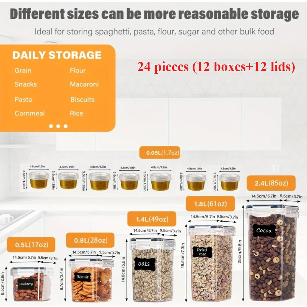 24Pcs Food Storage Containers  - Healthy Kitchen Gadgets บทวิจารณ์และราคา