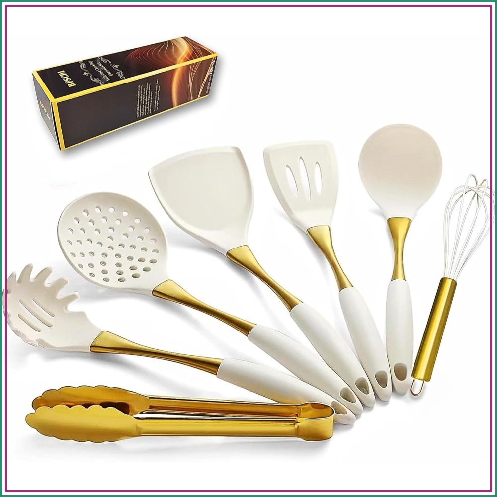 White Gold Silicone Cooking Ut - Silicone Spatula Set บทวิจารณ์และราคา