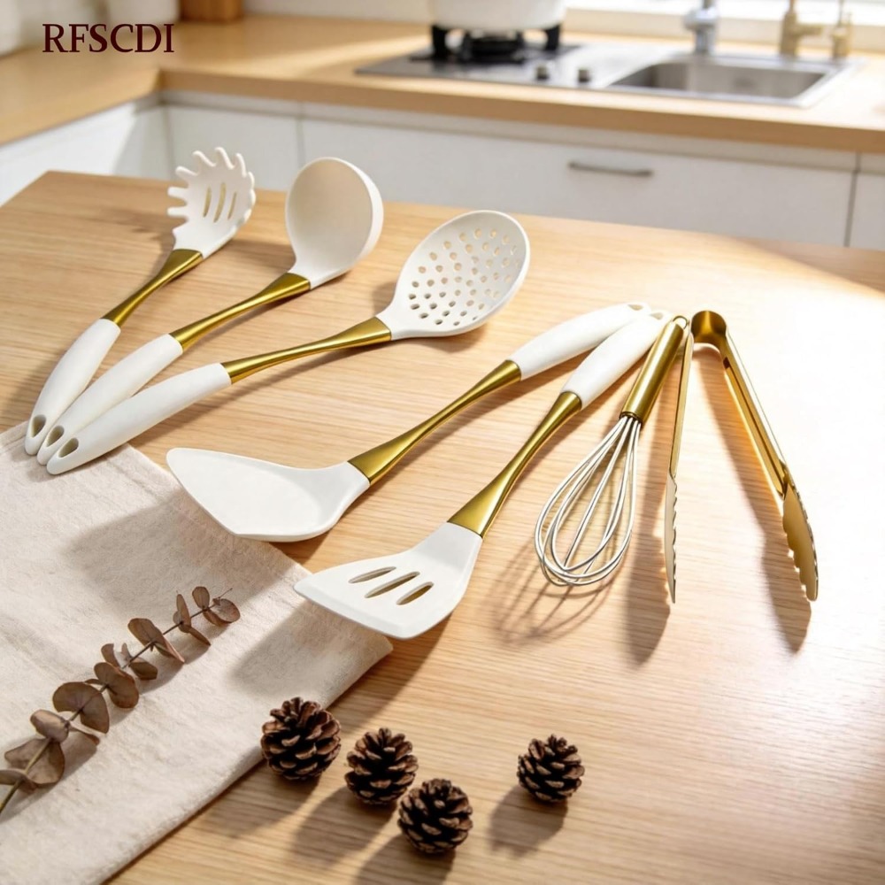 White Gold Silicone Cooking Ut - Silicone Spatula Set บทวิจารณ์และราคา