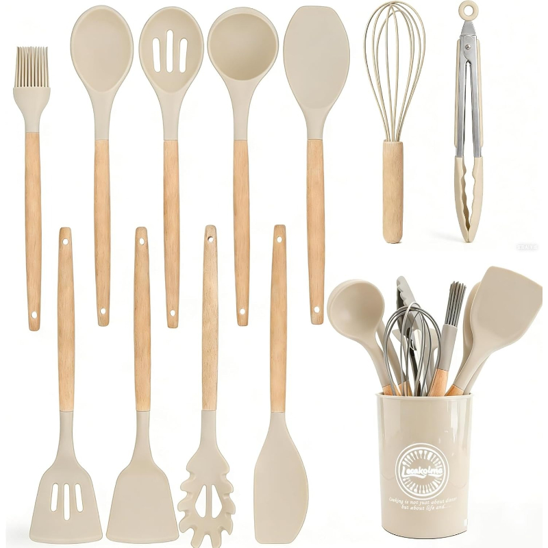Wooden Handle Silicone Kitchen - Kitchen Gadgets And Utensils บทวิจารณ์และราคา