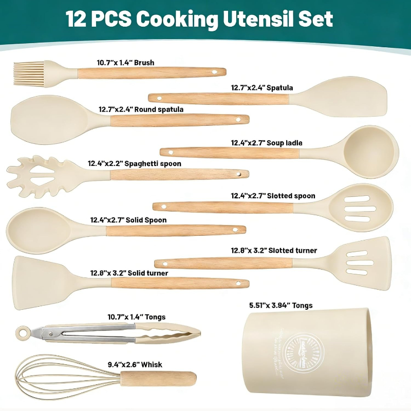 Wooden Handle Silicone Kitchen - Kitchen Gadgets And Utensils บทวิจารณ์และราคา