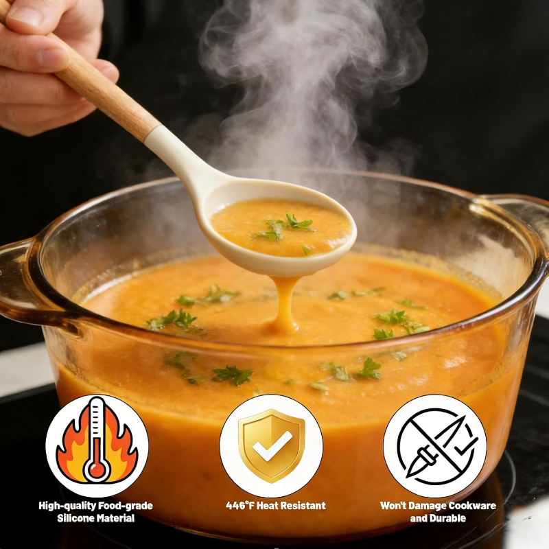 Wooden Handle Silicone Kitchen - Kitchen Gadgets And Utensils บทวิจารณ์และราคา