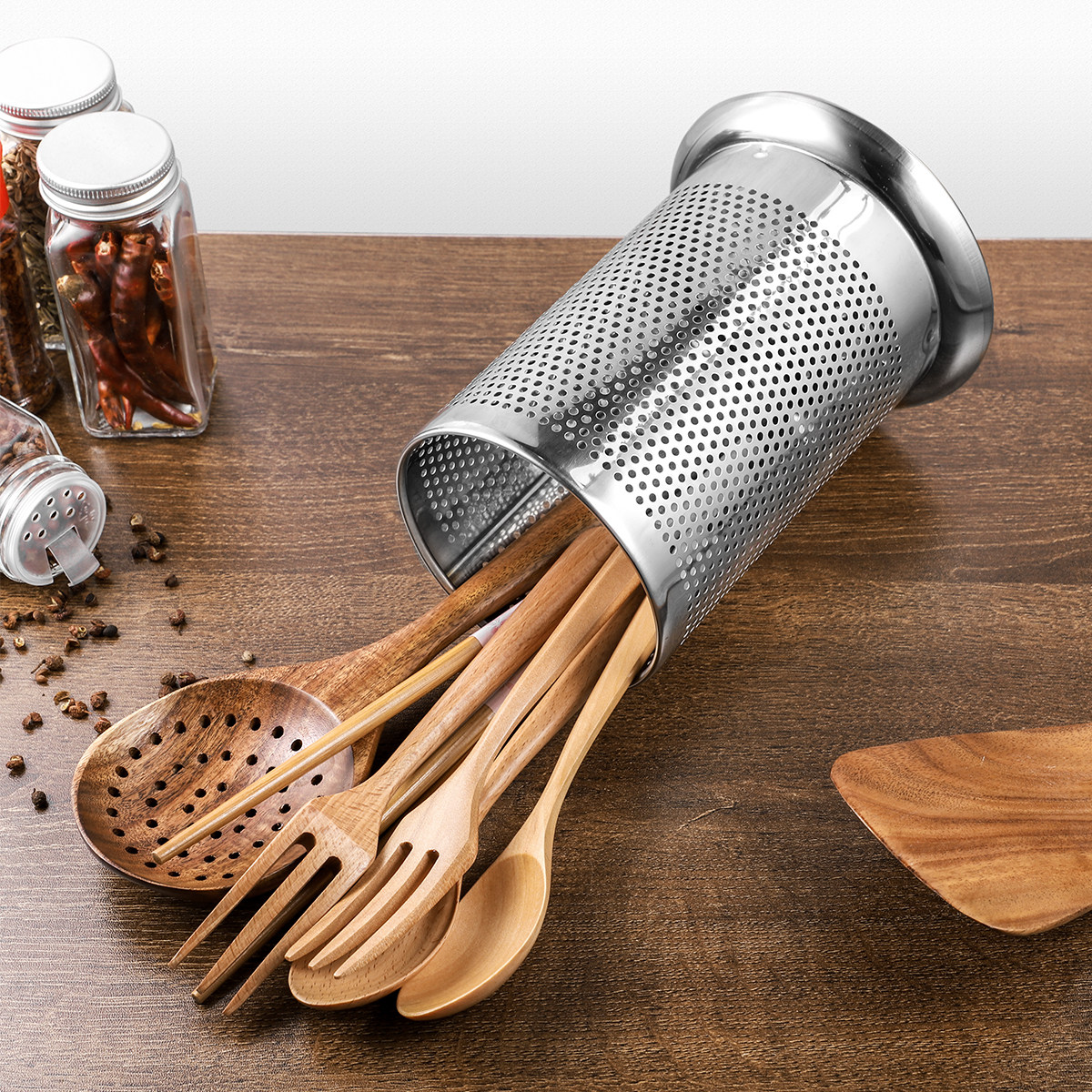 Flatware Holder Stainless Stee - Kitchen Utensil Holder บทวิจารณ์และราคา