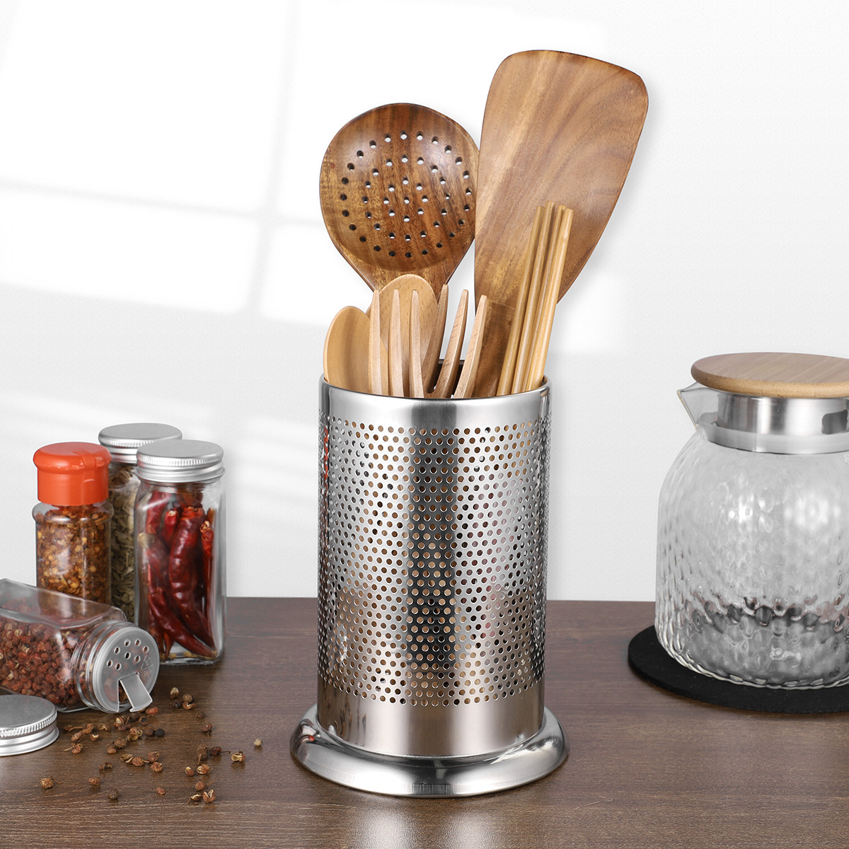 Flatware Holder Stainless Stee - Kitchen Utensil Holder บทวิจารณ์และราคา