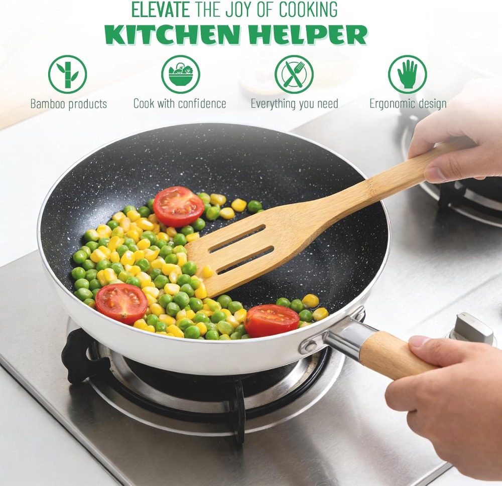 7 Piece Bamboo Kitchen Utensil - Kitchen Utensil Holder บทวิจารณ์และราคา
